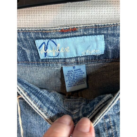 Vintage Y2K Denim Midi Skirt Blue Wash Split Hem Stretch Jeans Western Style - Picture 5 of 11